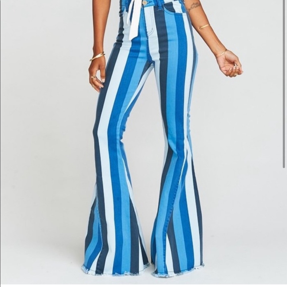 Show Me Your MuMu Striped Blue Bell Bottoms